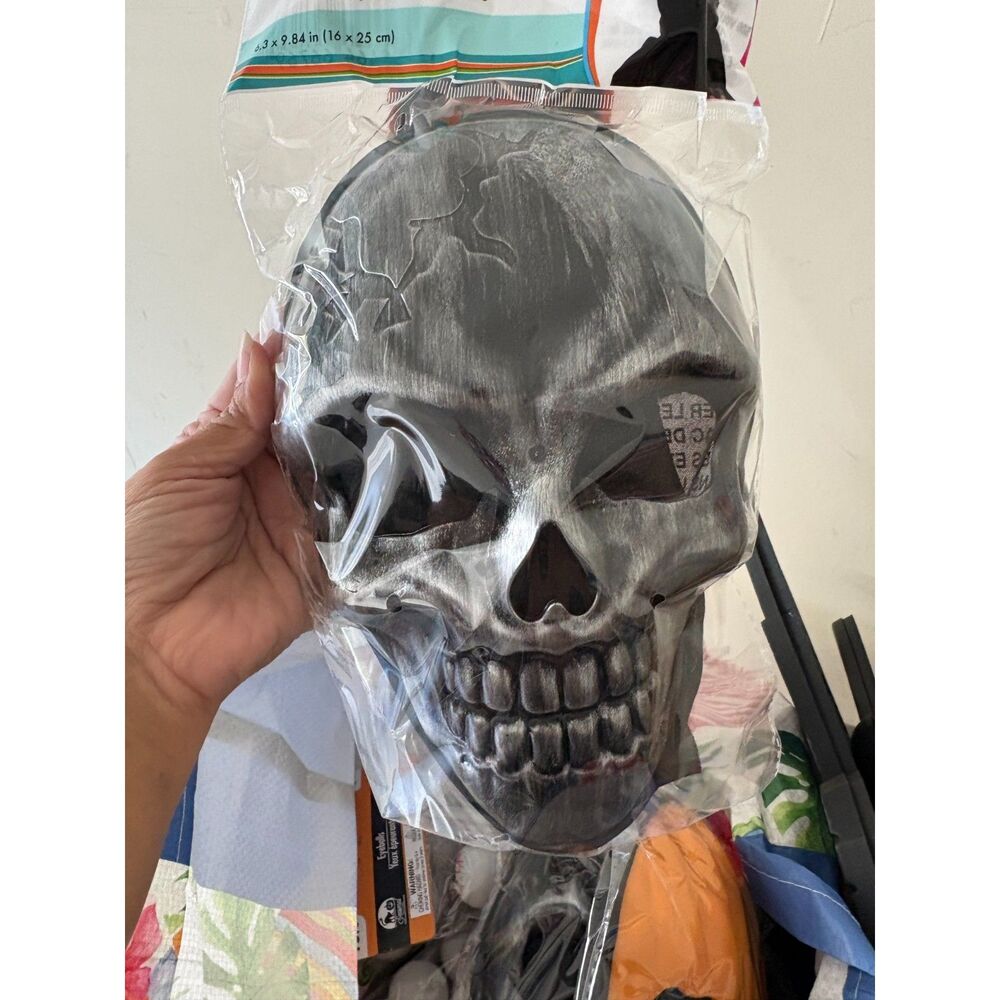 Silver and Black Skull Halloween Mask